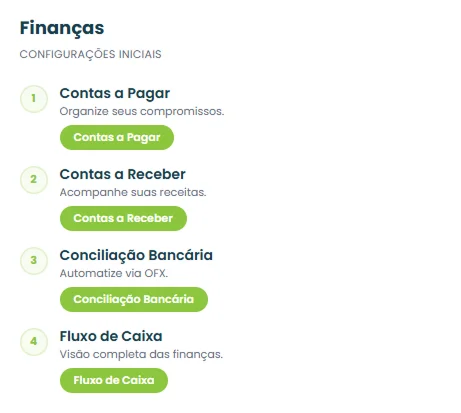 Tela de finanças