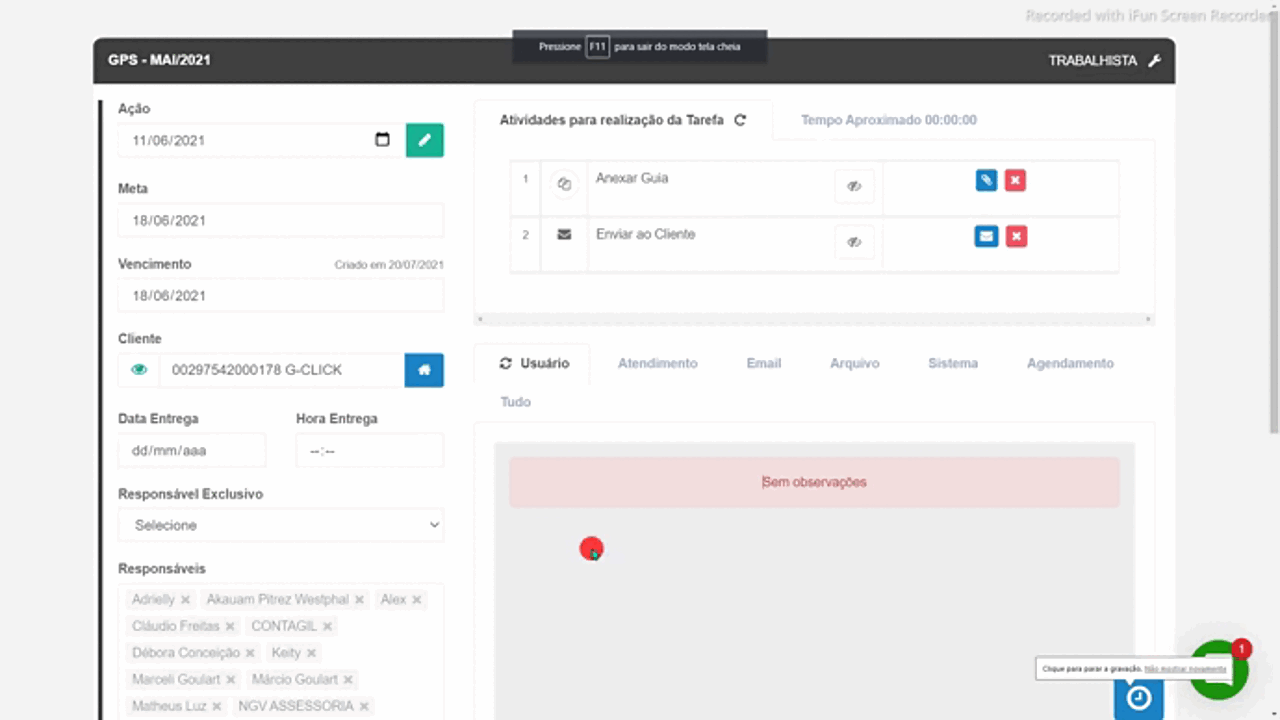 Recibo de abertura de Arquivo