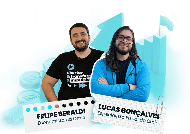 Imagem com dois homens, ao lado esquerdo temos Felipe Beraldi e a direita Lucas Gonçalvez