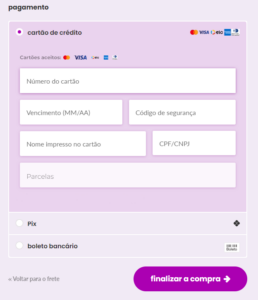 Exemplo de checkout transparente