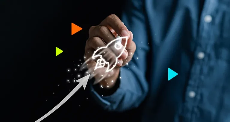 foguete gráfico sinalizando impulsionamento